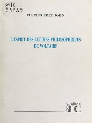 cover image of L'Esprit des «Lettres philosophiques» de Voltaire